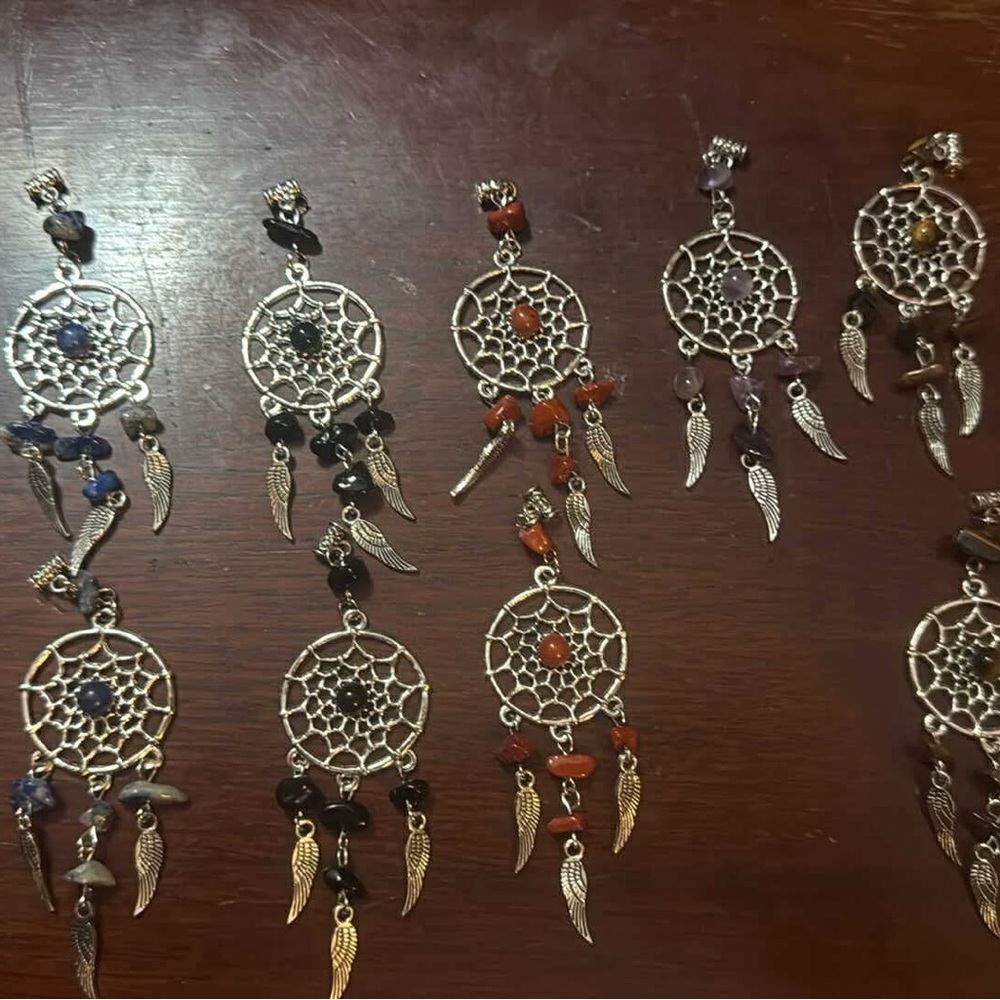 Silver Dreamcatcher Earrings with Multicolor Beads